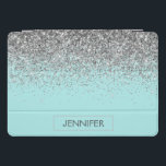 Teal Aqua Blue Silver Glitter Girly Monographic No<br><div class="desc">Caso de Laptop do Nome do Minograma do Azul Azul Azul Azul-Azul-Azul-Silver Sparkle Glitter-Silver. Isto faz o doce e perfeito aniversário de 16 anos,  casamento,  chá de panela,  aniversário,  chá de fraldas ou festa de solteira presente para alguém que ama luxo de luxo e estilos quíticos.</div>