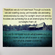 Teal Barn- 2 Corinthians 4:16-18 Poster