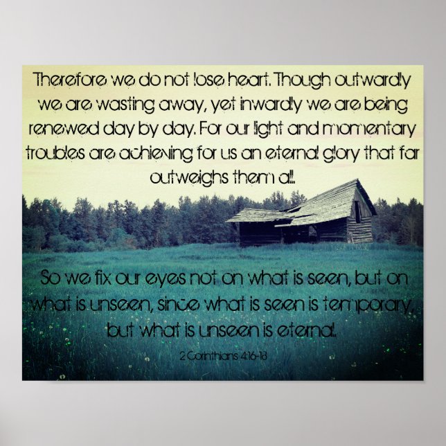 Teal Barn- 2 Corinthians 4:16-18 Poster (Frente)