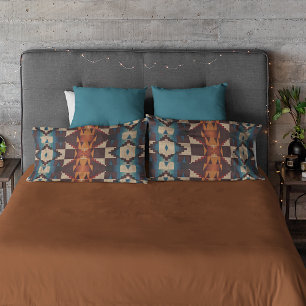 Teal Blue Brown Dark Red Rust Laranja Arte Tribal