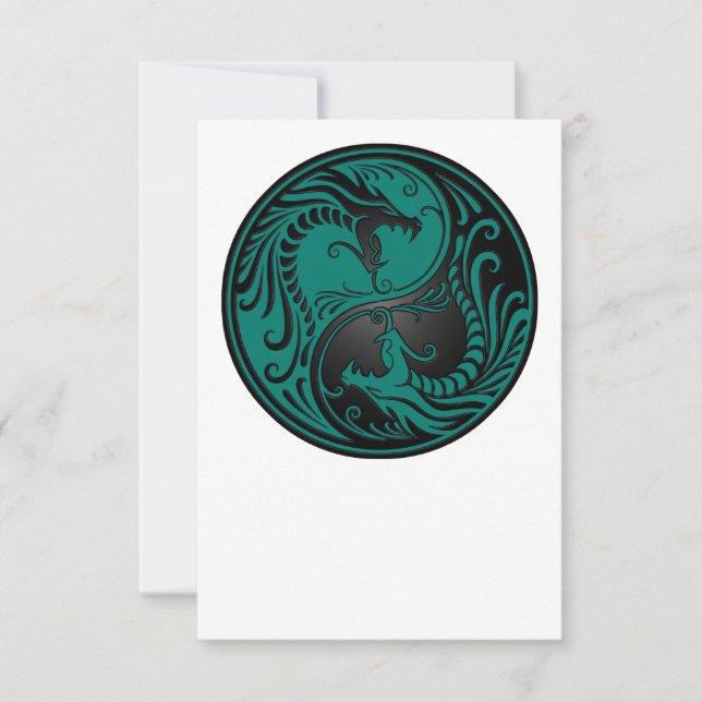 Teal Blue e Black Yin Yang Dragon (Frente)