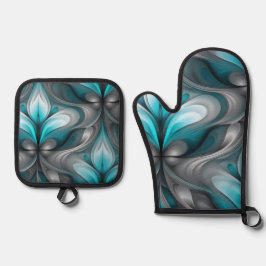 Teal Blue e Design de Abstrato Cinza