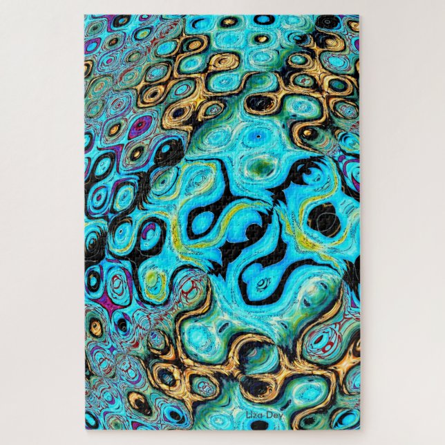 Teal Blue Ripples Quebra-cabeça (Vertical)