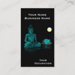 Teal Buddha e Lotus na Cartão de visita Preta