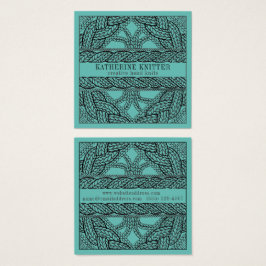 TEAL CABLE KNIT Cartão de Visita Quadrado II