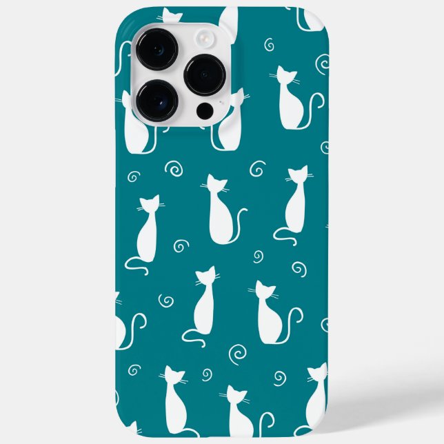 TEAL COM PADRÃO DE GATO BRANCO SENTADO (Verso)
