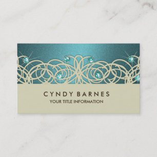 Teal Crystals e Lace Cartão de visita