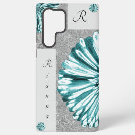 Teal da Flor de Diamante Marmoreado Moderno