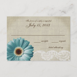 Teal Daisy e Cartão de Resposta de Casamento de Lo