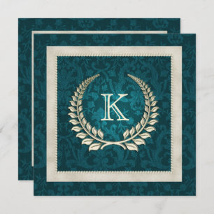 Teal damask e convite para casamento Pearls