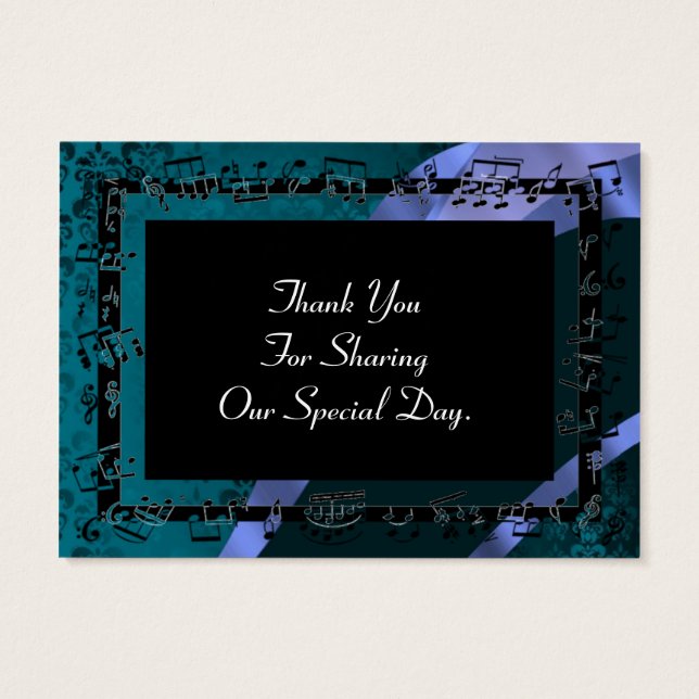 Teal Damask, favor do casamento, obrigado você eti (Verso)