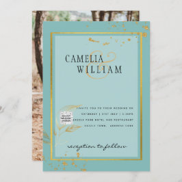 TEAL DE RSVP DE CÓDIGO QR DO Convite de casamento 