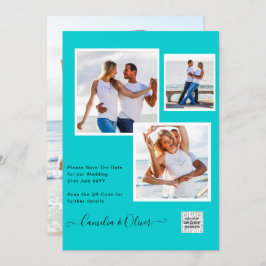 TEAL DE RSVP DE CÓDIGO QR DO Convite de casamento 