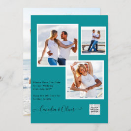 TEAL DE RSVP DE CÓDIGO QR DO Convite de casamento 