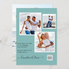 TEAL DE RSVP DE CÓDIGO QR DO Convite de casamento 