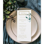 Teal e Dourado Menu de Casamento Minimalista Moder<br><div class="desc">Com um clássico design de chá e monograma,  esses menus são modernos e elegantes. Encontrar itens de casamento no meu compro.</div>