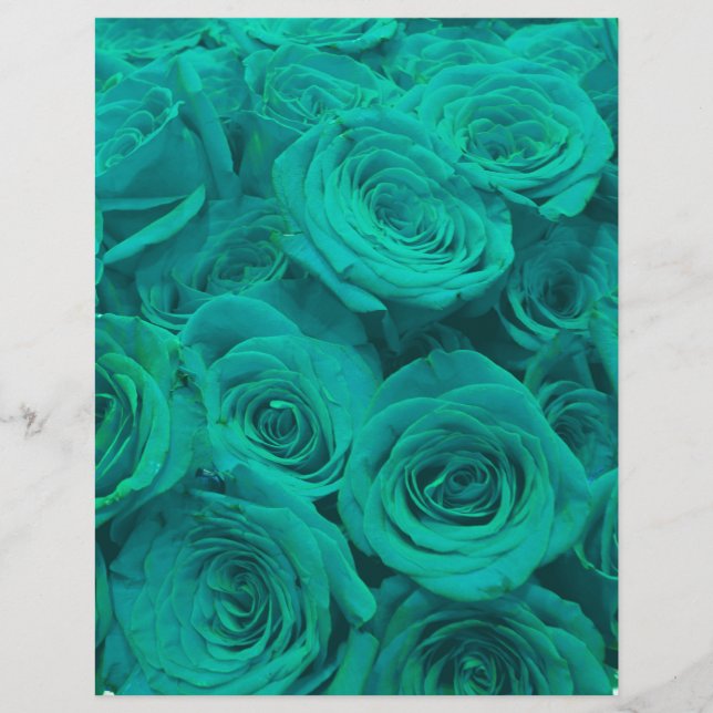 Teal elegante romântico - rosas verdes (Frente)