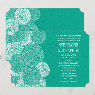 Teal Floral Chrysanthemum Convites De Casamento