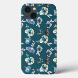 Teal Floral Mal Ali Telefone/Tablet