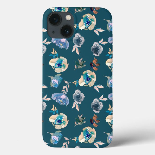 Teal Floral Mal Ali Telefone/Tablet (Verso)