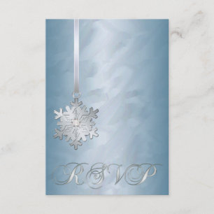 Teal Foil Silver Snowflake Jewel RSVP Convite