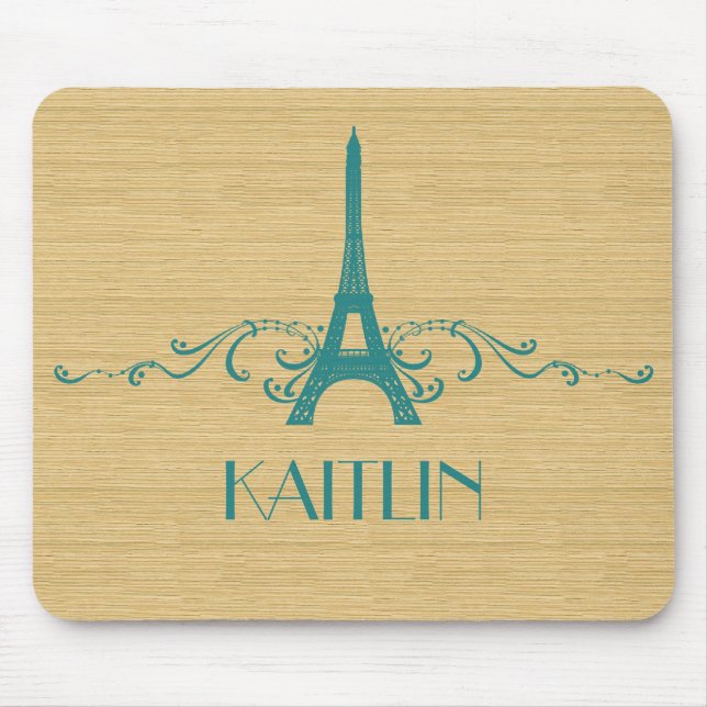 Teal French Flourish Mousepad (Frente)