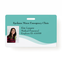 Teal Genérico do Crachá de Foto do ID Horizontal