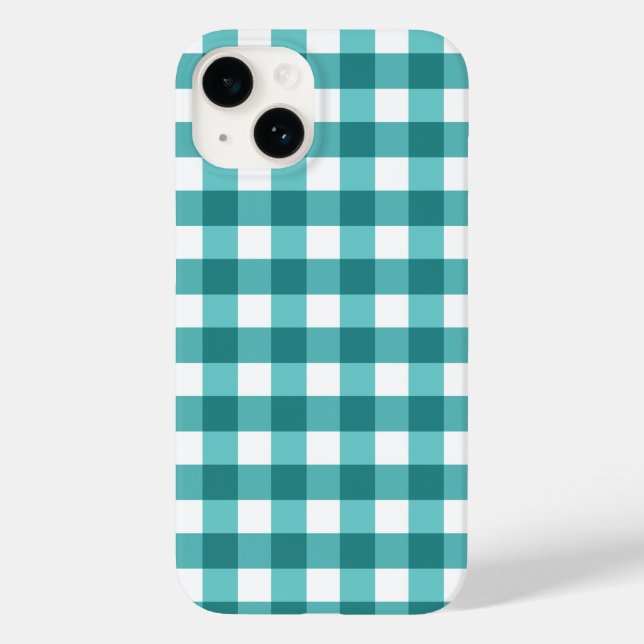 Teal gingham Case-Mate capas de iphone (Verso)