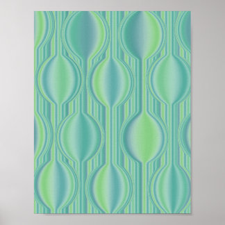 Teal Green Art Deco Geometric Wall Poster