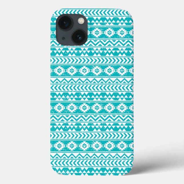 Teal Grunge Aztec Padrão Tribal (Verso)