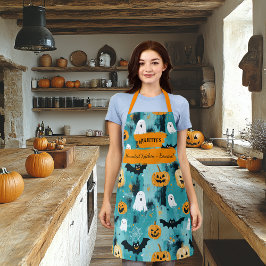 Teal Halloween com Fantasmas, Pumpkins e Bats