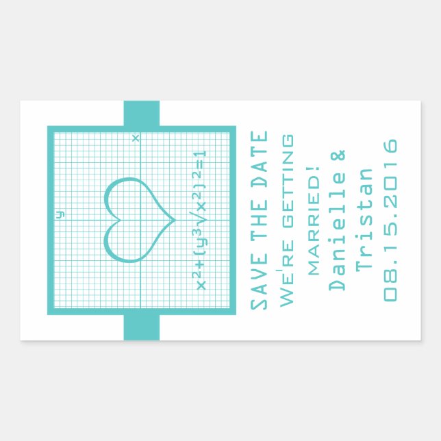 Teal Heart Math Graph, salve os adesivos (Frente)