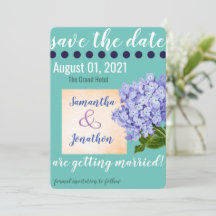Teal Hydrangea Salve o Cartão de Casamento de Data