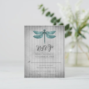 Teal Jeweled Dragonfly Wedding RSVP