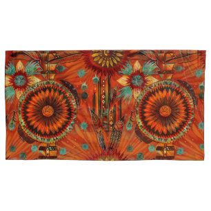 Teal Luxuoso "Ecos Itratos" Rei Pillowcases
