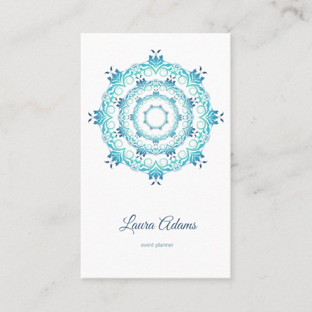Teal Mandala. Texto. Cartão de Visita Quadrado (Frente)
