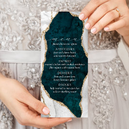 Teal Marble, Menu de Casamento de Agata Branco e D