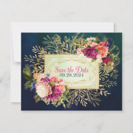 Teal, Marinho, Verde, FOTO Floral Dourada Salve a