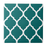 Teal Marroquino Quatrefoil, Azulejo De Cerâmica Pa
