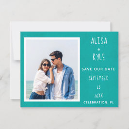 Teal Modern Photo Save the Date (A Foto Moderna Te