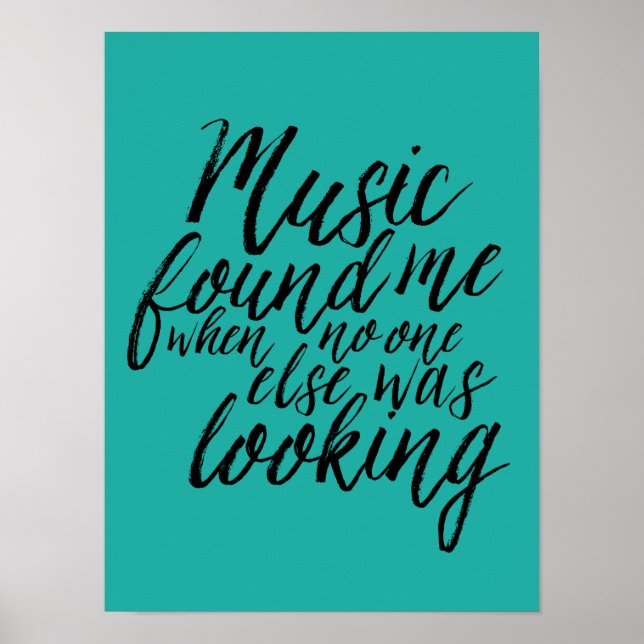 Teal Music Quote Palavra Poster de Caligrafia (Frente)