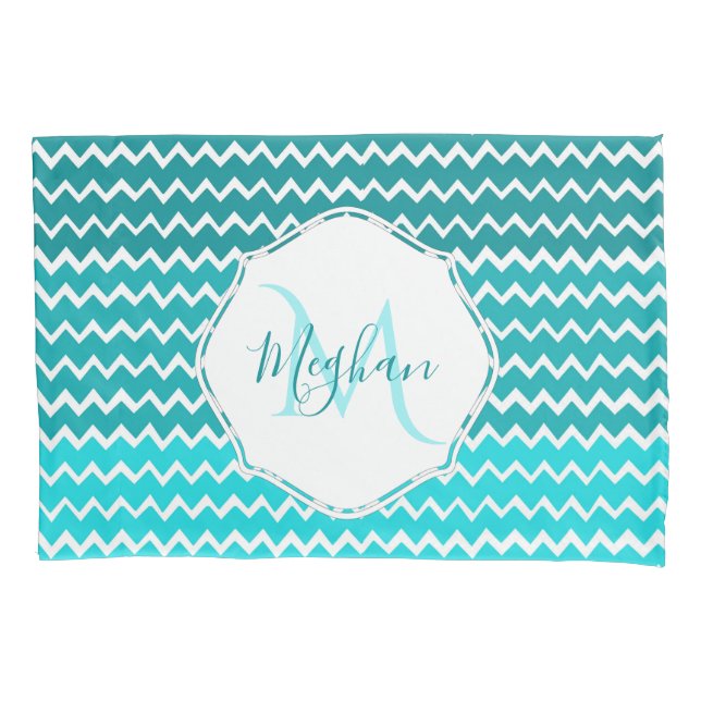 Teal Ombre Chevron Personalizado Em Esteira (Frente)