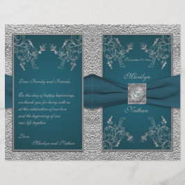 Teal on Pewter Wedding Program