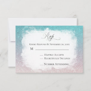 *~* Teal Peach Glitter Beach AR4 RSVP de Casamento