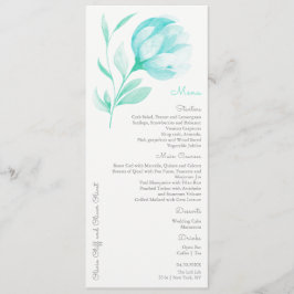 Teal Peonies Wedding Menu