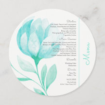 Teal Peonies Weding Circle Menu