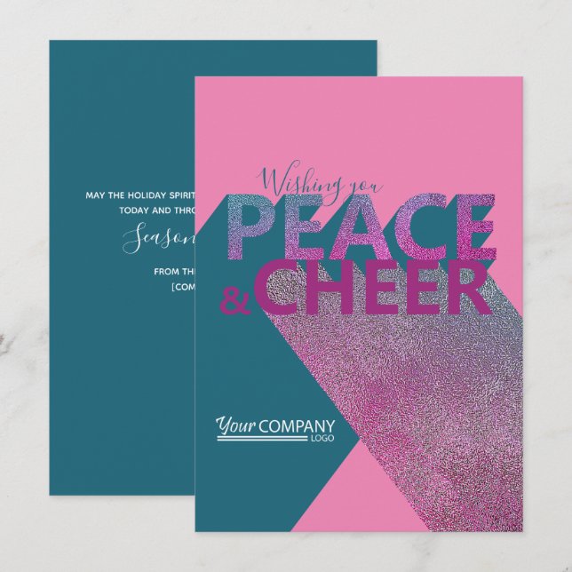 Teal & Pink, Cartão de Feriado Comercial (Frente/Verso)