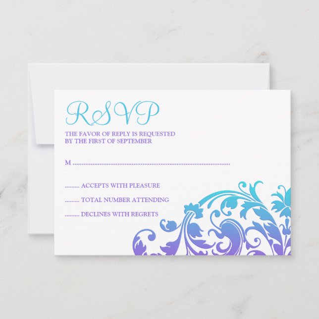 Teal Roxo Elegante Bat Mitzvah RSVP (Frente)