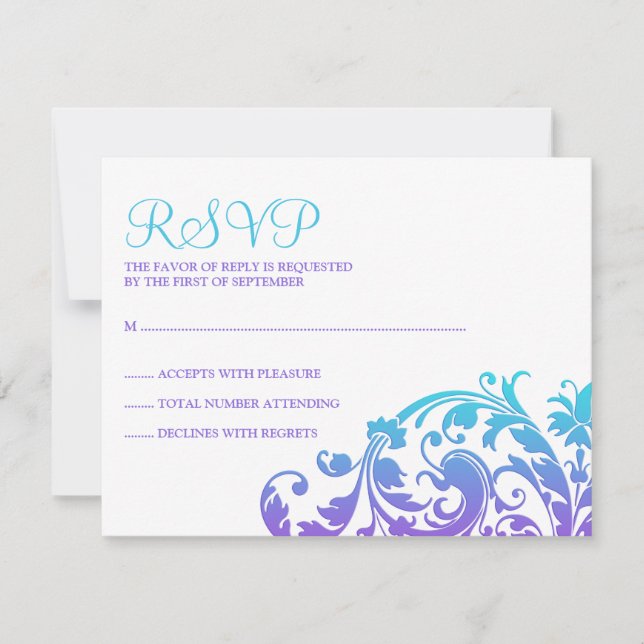 Teal Roxo Elegante Bat Mitzvah RSVP (Frente)