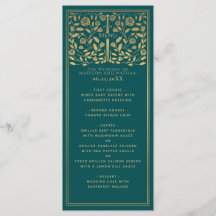Teal Royal Medieval Sword Wedding Menu Flat